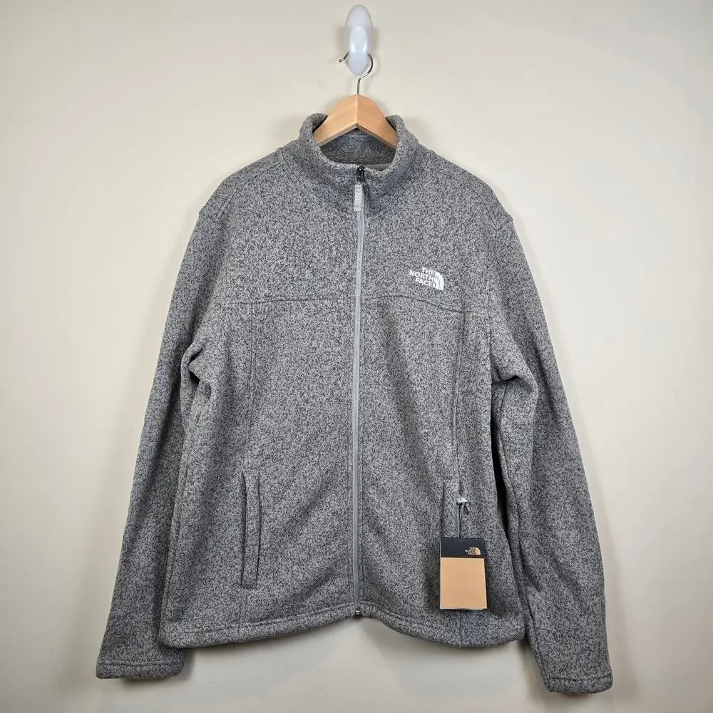 The North Face Mens Size L Tsillan Full Zip Jacket Meld Grey Heather Fleece Knit